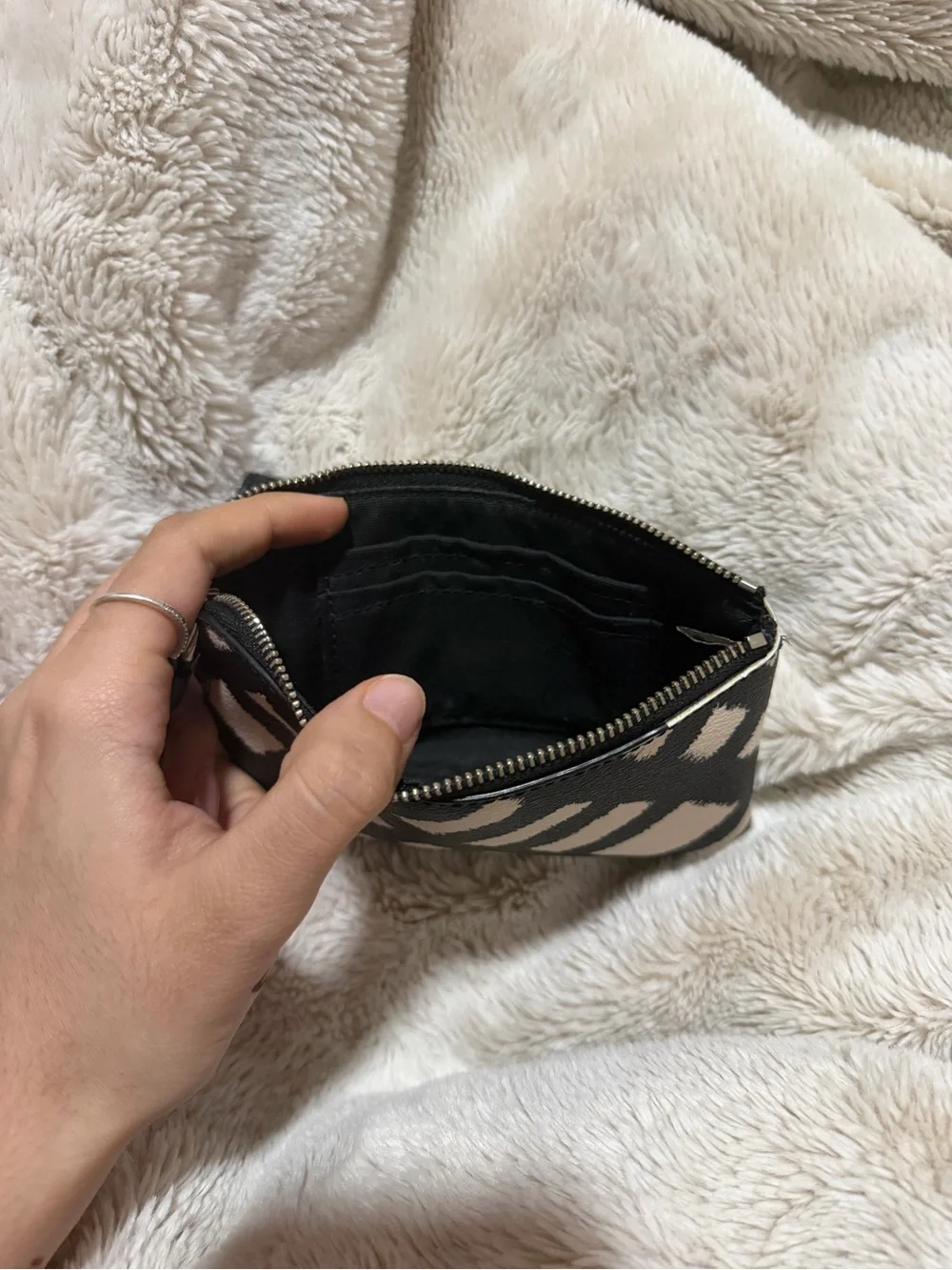 Coach Black & White Geometric Leather Wristlet
